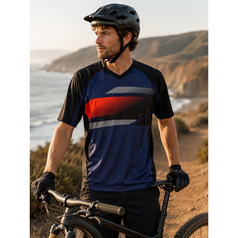 Pearl Izumi Mens Cycling Jersey‎ Graphic Blue Medium Short Sleeve MTB Bike Shirt